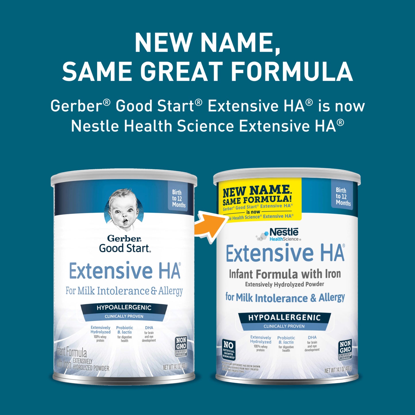 Extensive HA® Hypoallergenic Infant Formula With Iron, DHA & Probiotic, 14.1 oz Can (Packaging May Vary)