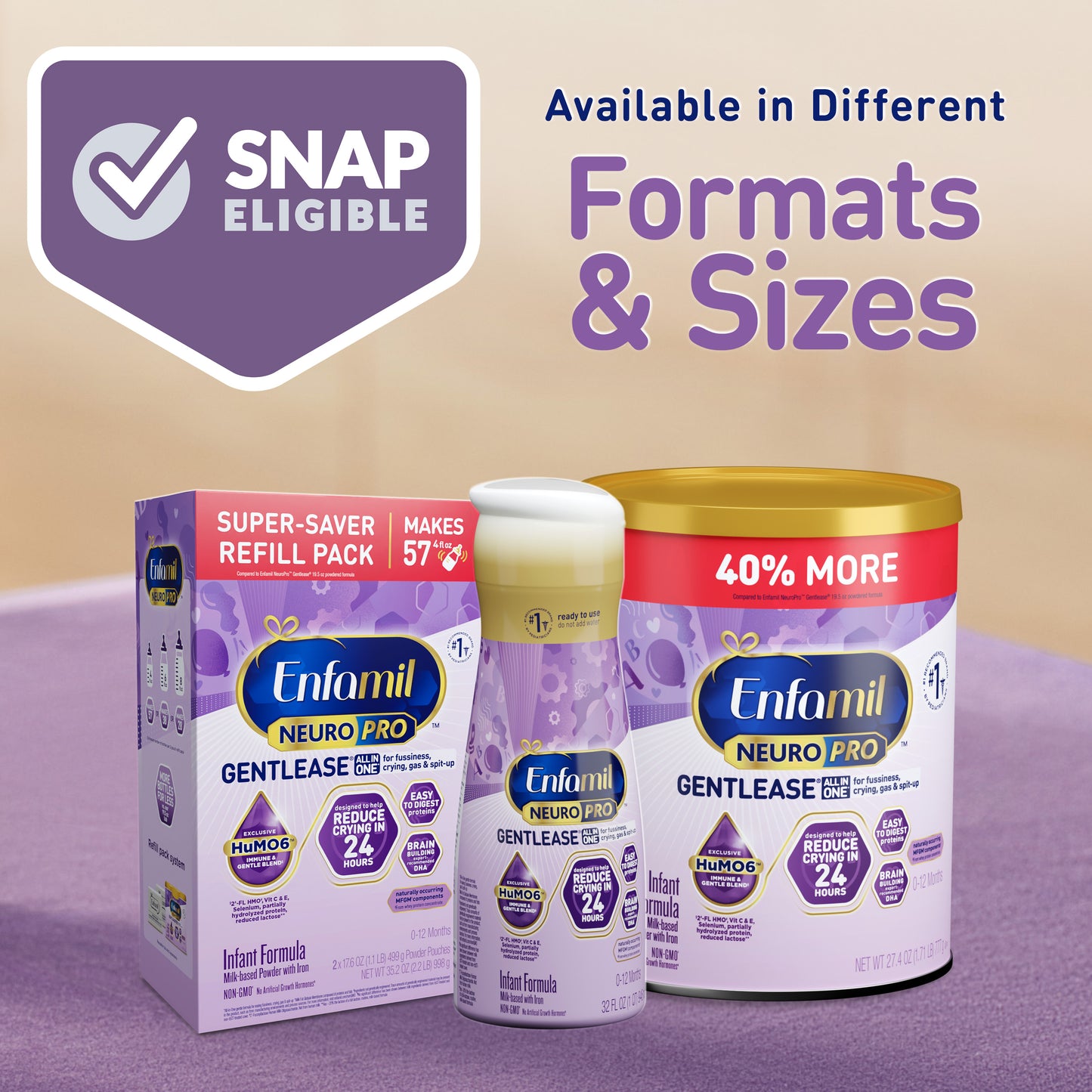 Enfamil NeuroPro Gentlease Baby Formula, Infant Formula Nutrition, Brain Support that has DHA, HuMO6 Immune Blend, Designed to Reduce Fussiness, Crying, Gas & Spit-up in 24 Hrs, Powder Can, 27.4 Oz