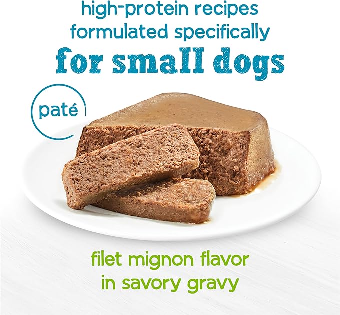 Beneful IncrediBites Pate Wet Dog Food for Small Dogs Filet Mignon Flavor in a Savory Gravy - (Pack of 12) 3.5 oz. Cans
