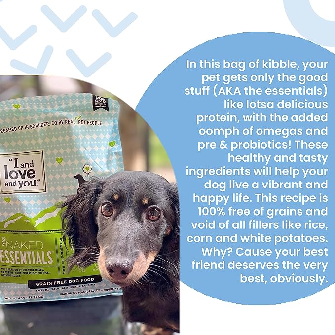 "I and love and you" Naked Essentials Lamb & Bison, Grain Free Dry Dog Food, 11 LB
