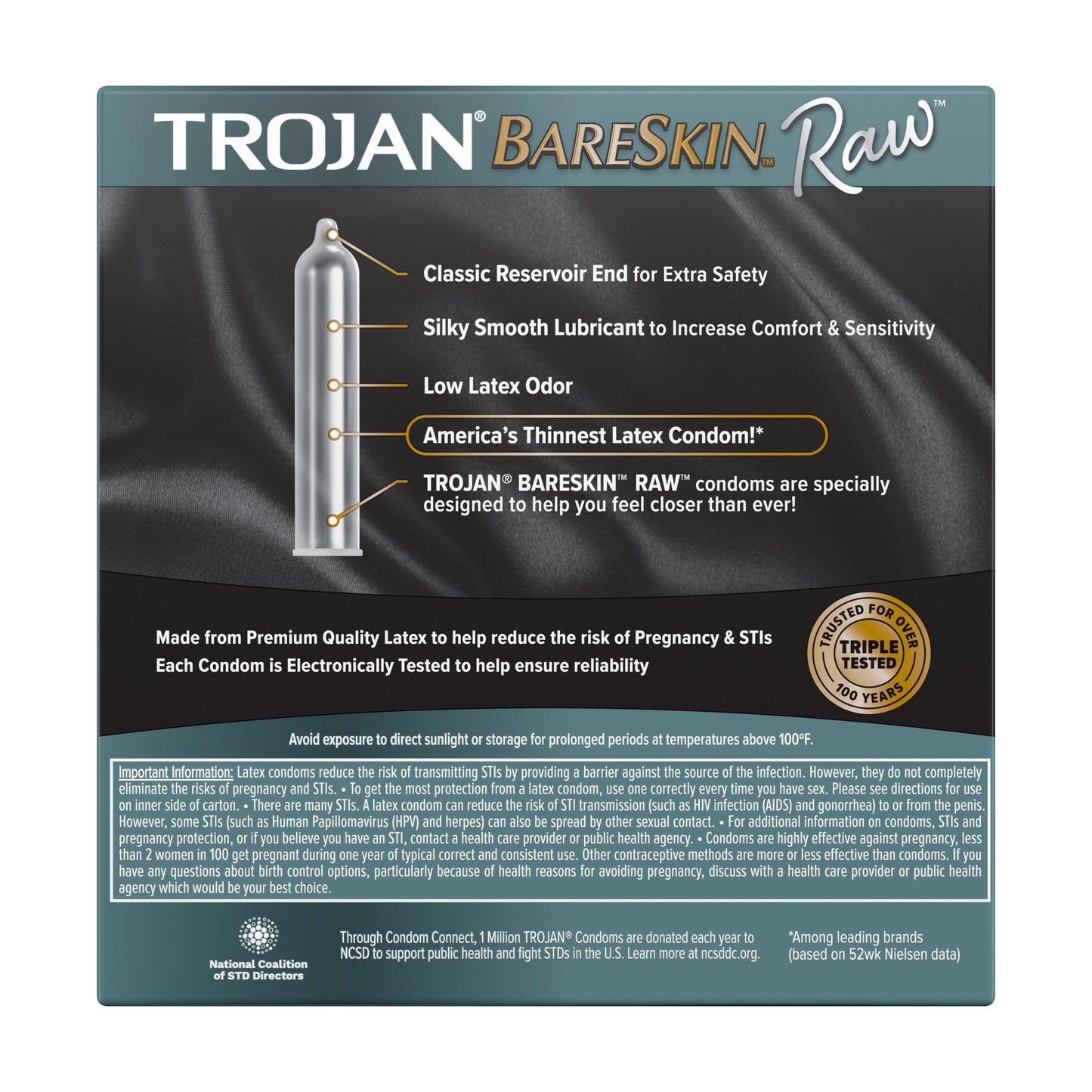 TROJAN BareSkin Raw Lubricated Thin Condoms, 24 Count Pack