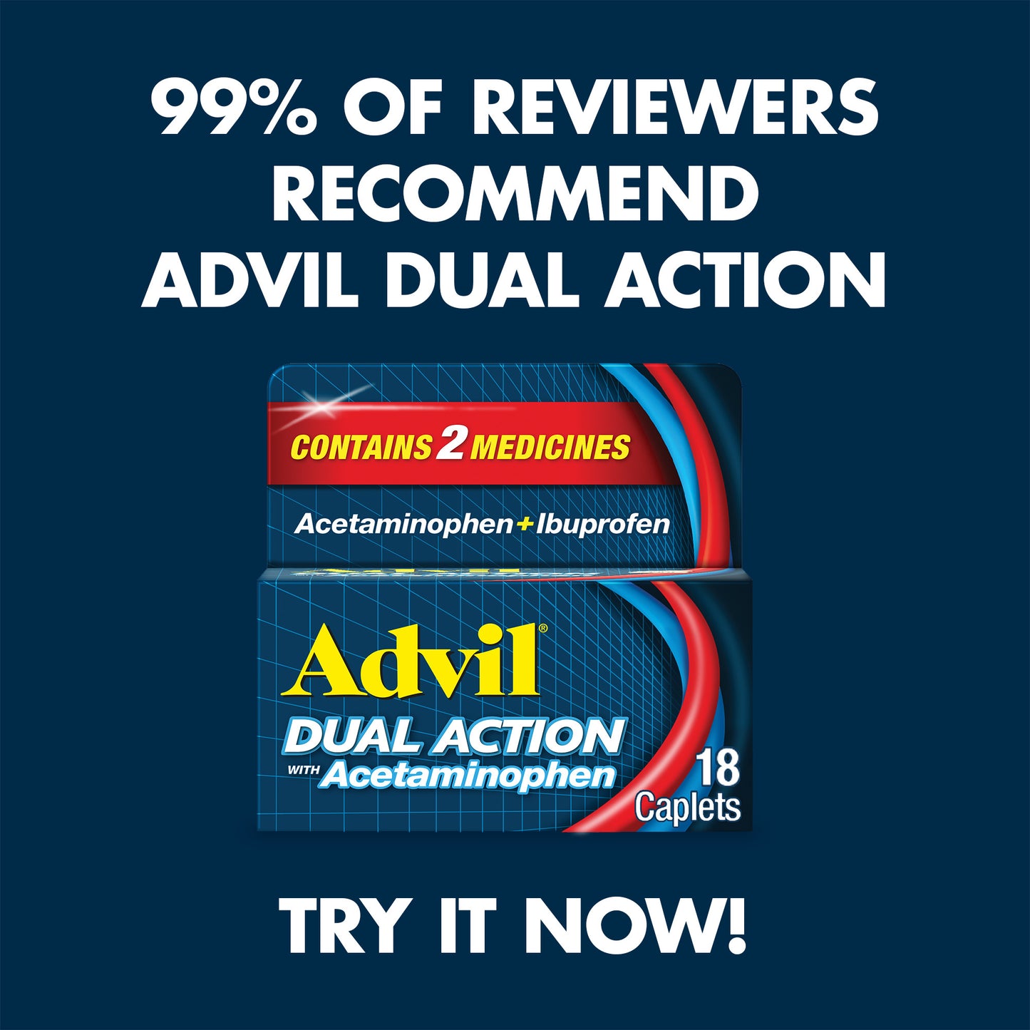 Advil Dual Action with Acetaminophen Pain and Headache Reliever Ibuprofen, Coated Caplets
