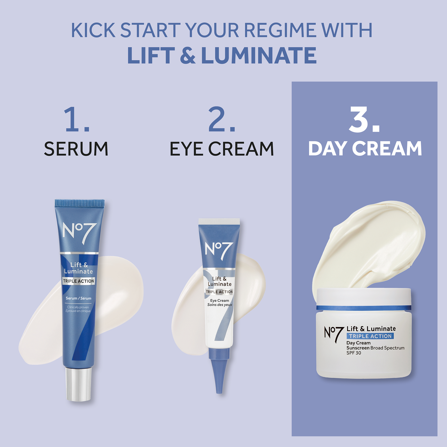 No7 Lift & Luminate Triple Action Day Cream SPF 30 Moisturizer with Peptides & Vitamin C, 1.69 fl oz