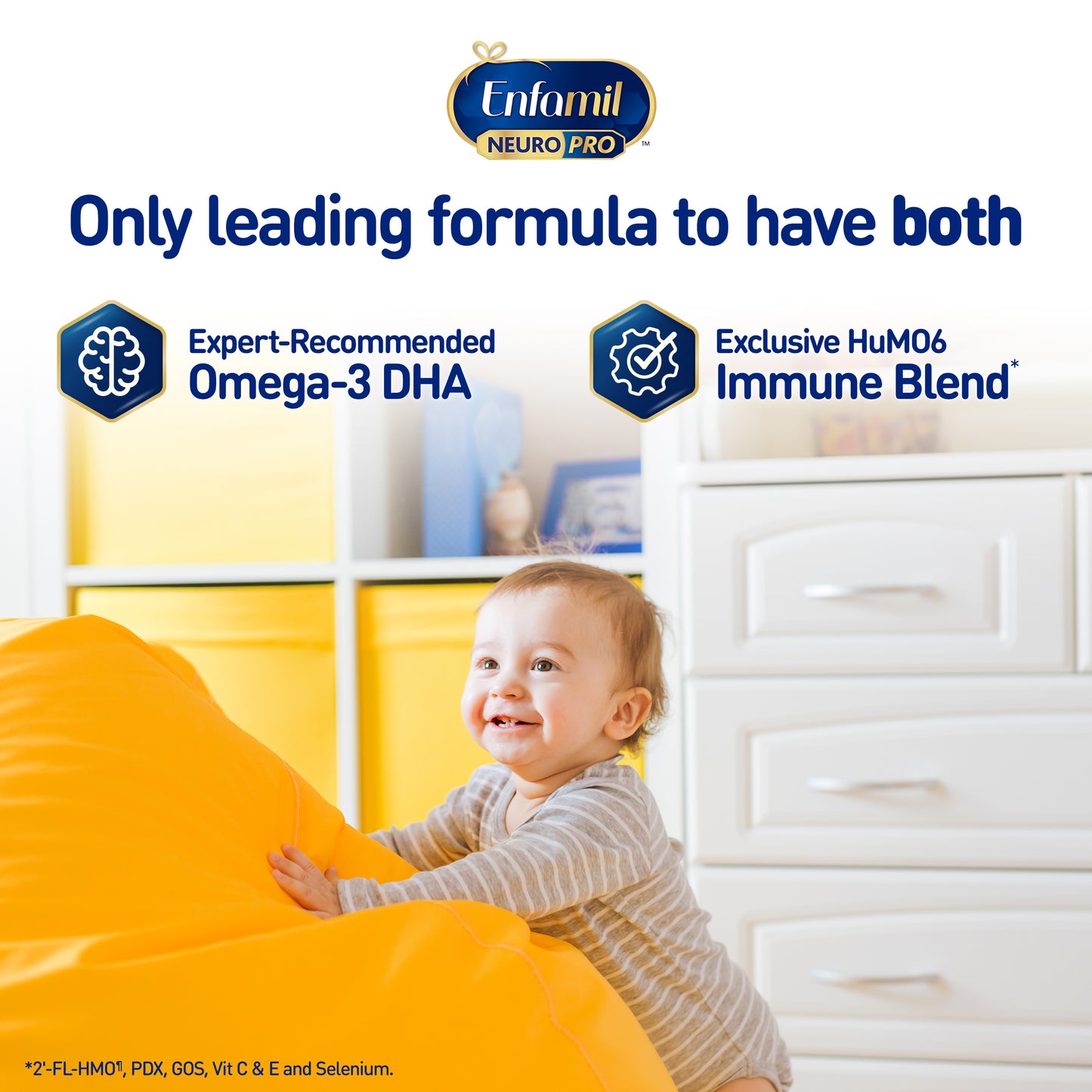 Enfamil NeuroPro Baby Formula, Milk-Based Infant Nutrition, MFGM* 5-Year Benefit, Expert-Recommended Brain-Building Omega-3 DHA, Exclusive HuMO6 Immune Blend, Non-GMO, 28.3 oz