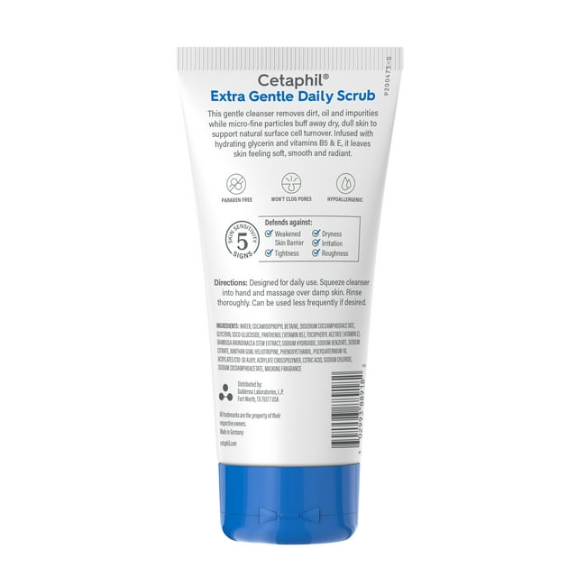 Cetaphil Extra Gentle Daily Scrub, Exfoliating Face Wash For All Skin Types, 6 oz