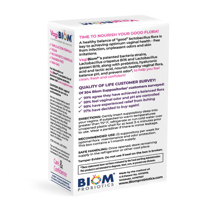 Vagibiom Vaginal Probiotic Suppository for Women, Fragrance Free, 5 Count