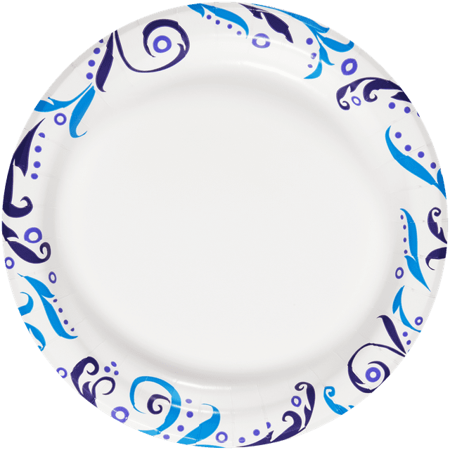 Great Value Everyday Strong, Soak Proof, Microwave Safe, Disposable Paper Plates, 10 in, Patterned, 50 Count