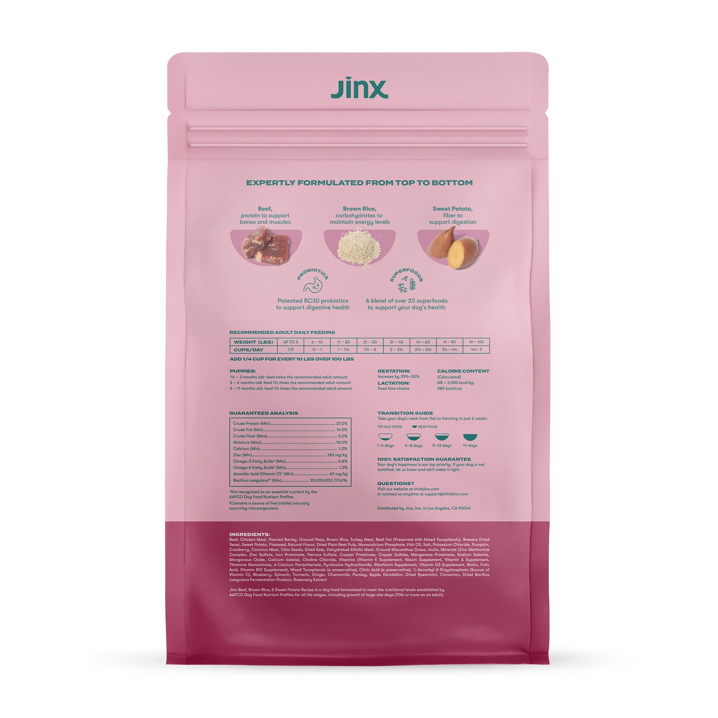 Jinx Beef, Brown Rice & Sweet Potato Dry Dog Food, 4 lb. Bag