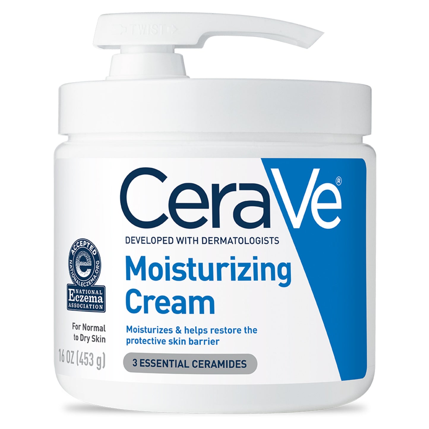 CeraVe Moisturizing Cream for Face and Body, Daily Moisturizer for Normal to Dry Skin with Pump, 16 oz.