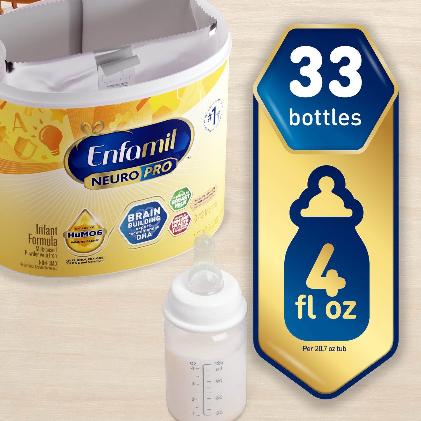 Enfamil NeuroPro Baby Formula, Milk-Based Infant Nutrition, MFGM* 5-Year Benefit, Expert-Recommended Brain-Building Omega-3 DHA, Exclusive HuMO6 Immune Blend, Non-GMO, 20.7 oz