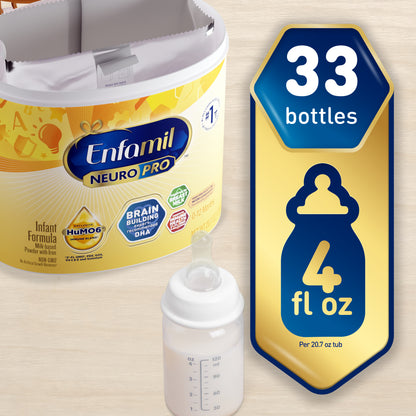 Enfamil NeuroPro Baby Formula, Milk-Based Infant Nutrition, MFGM* 5-Year Benefit, Expert-Recommended Brain-Building Omega-3 DHA, Exclusive HuMO6 Immune Blend, Non-GMO, 20.7 oz