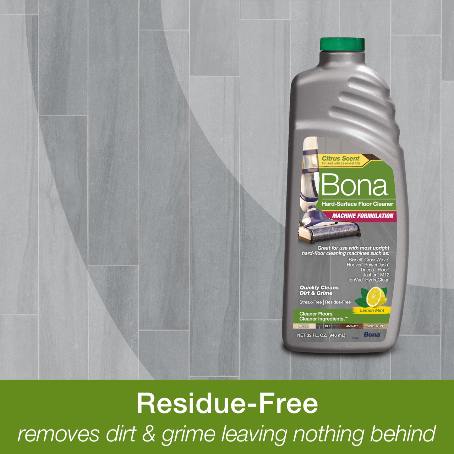 Bona Machine Concentrate Refill for Hard-Surface Flooring, Lemon Mint Scent, 32 Fluid Ounces