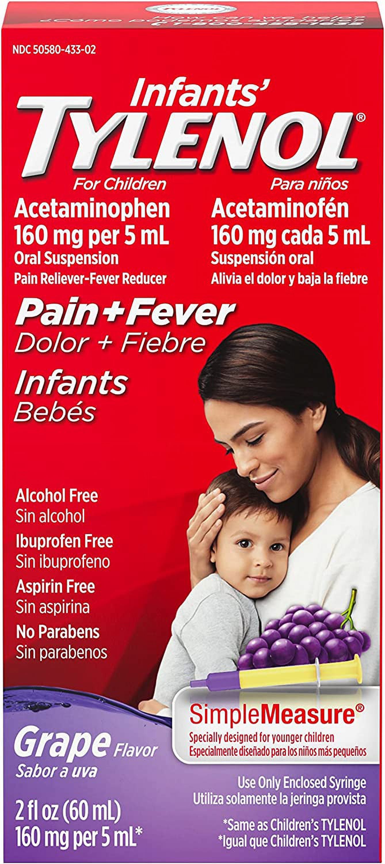 Infants' Tylenol Acetaminophen Liquid Medicine, Grape Flavor, 2 fl. oz