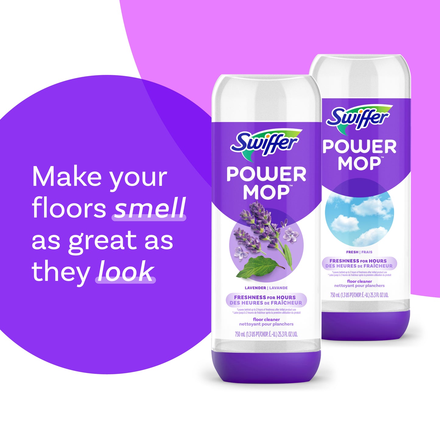 Swiffer Power Mop Liquid Floor Cleaner Solution with Lavender Scent, 25.3 fl oz
