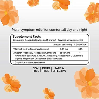 Amberen Multi-Symptom Menopause Relief Supplements for Women, Hot Flash & Night Sweats Relief, 60 count