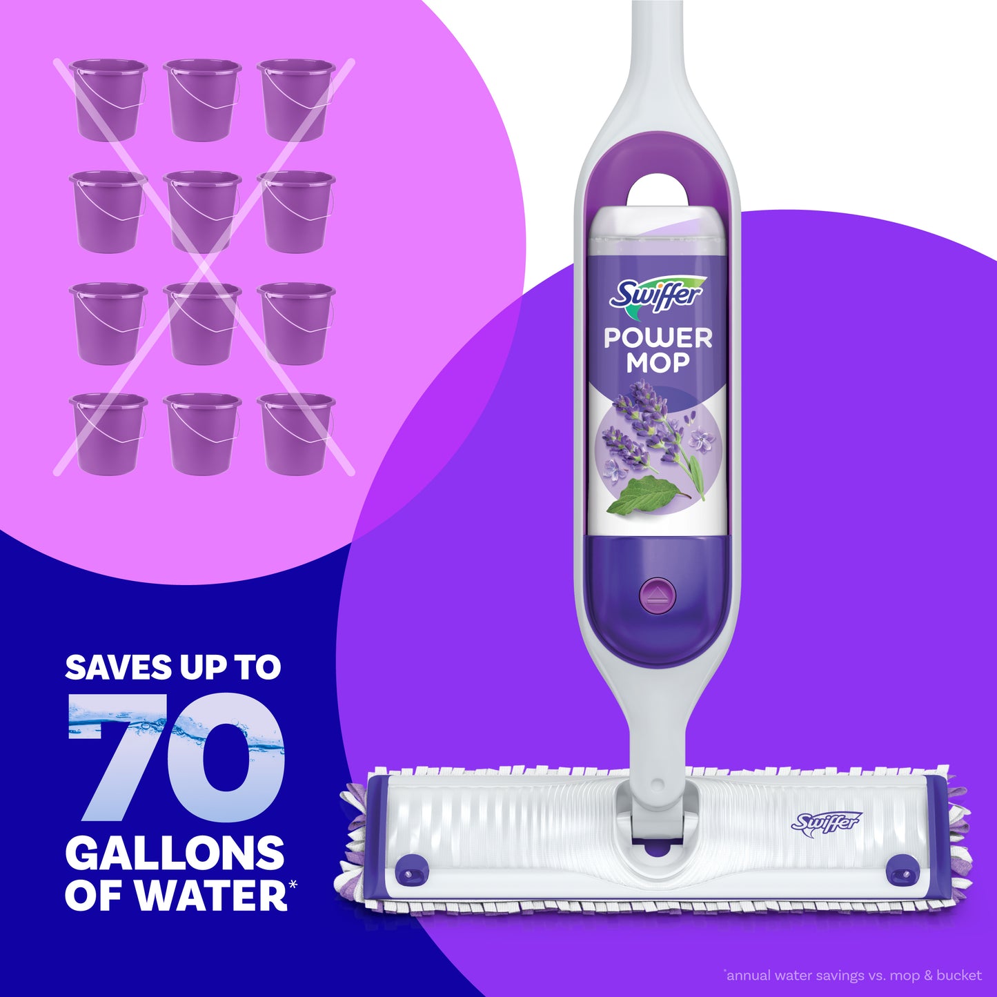 Swiffer Power Mop Liquid Floor Cleaner Solution with Lavender Scent, 25.3 fl oz