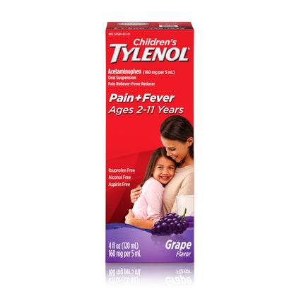 Children's Tylenol Pain + Fever Relief Cold Medicine, Grape, 4 fl. oz
