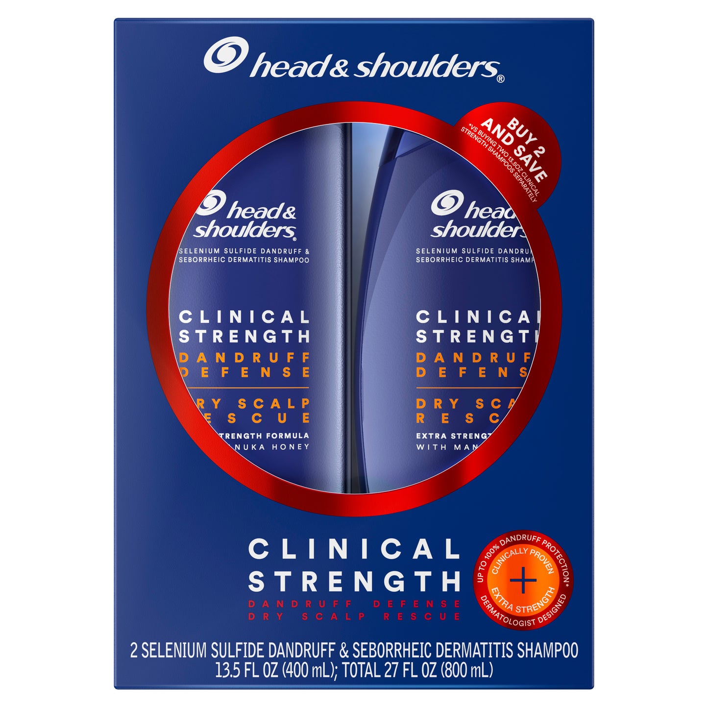 Head & Shoulders Clinical Dandruff Defense + Dry Scalp Rescue Shampoo 13.5oz Twin Pack