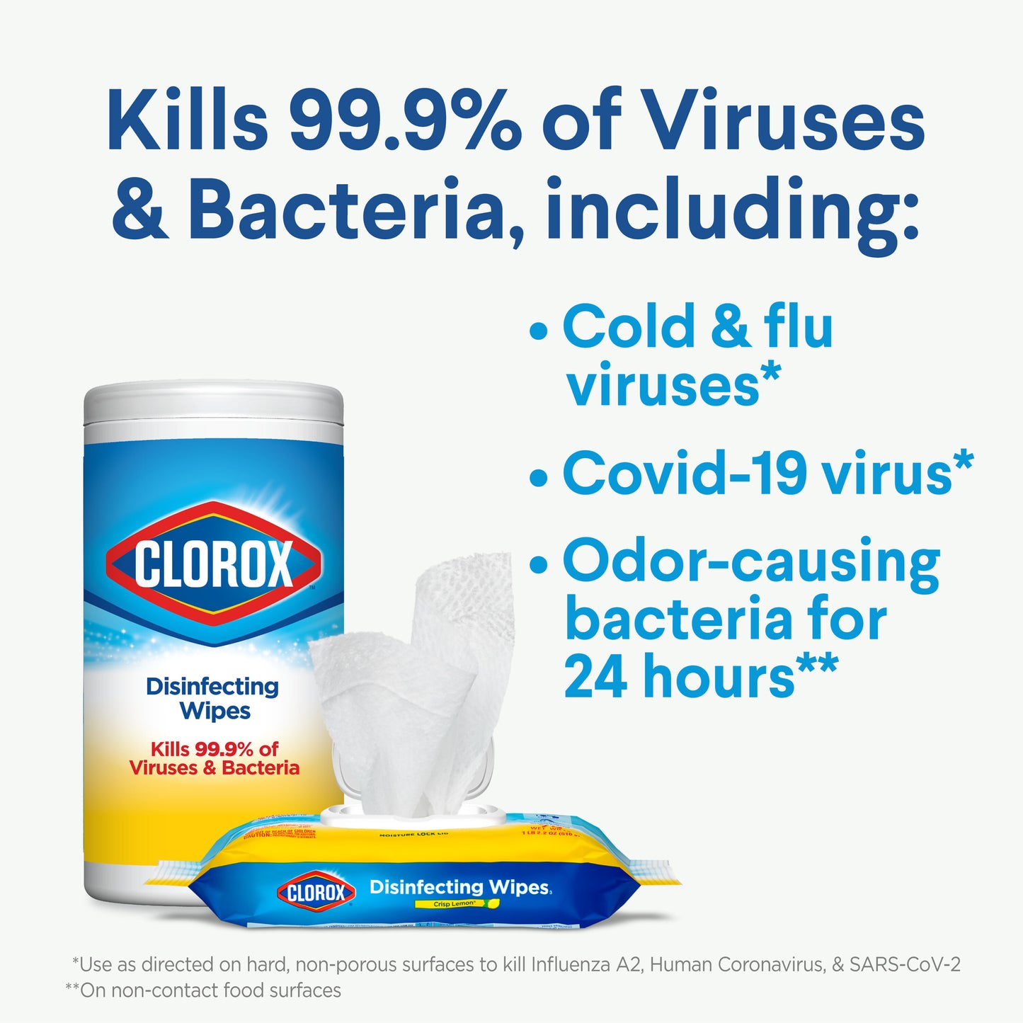 Clorox Bleach-Free Disinfecting and Cleaning Wipes, 300 Count, 4 Pack