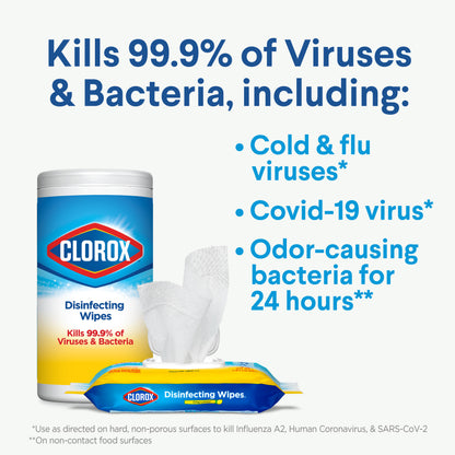 Clorox Bleach-Free Disinfecting and Cleaning Wipes, 300 Count, 4 Pack