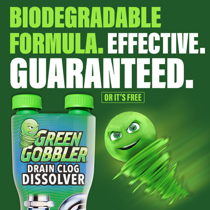 Green Gobbler Drain Clog Remover & Cleaner for Toilets, Sinks, Showers Septic-Safe, 31 oz, 1 Ct - 2 Uses
