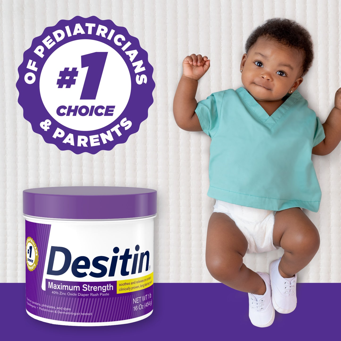 Desitin Maximum Strength Baby Diaper Rash Cream with Zinc Oxide, 16 oz