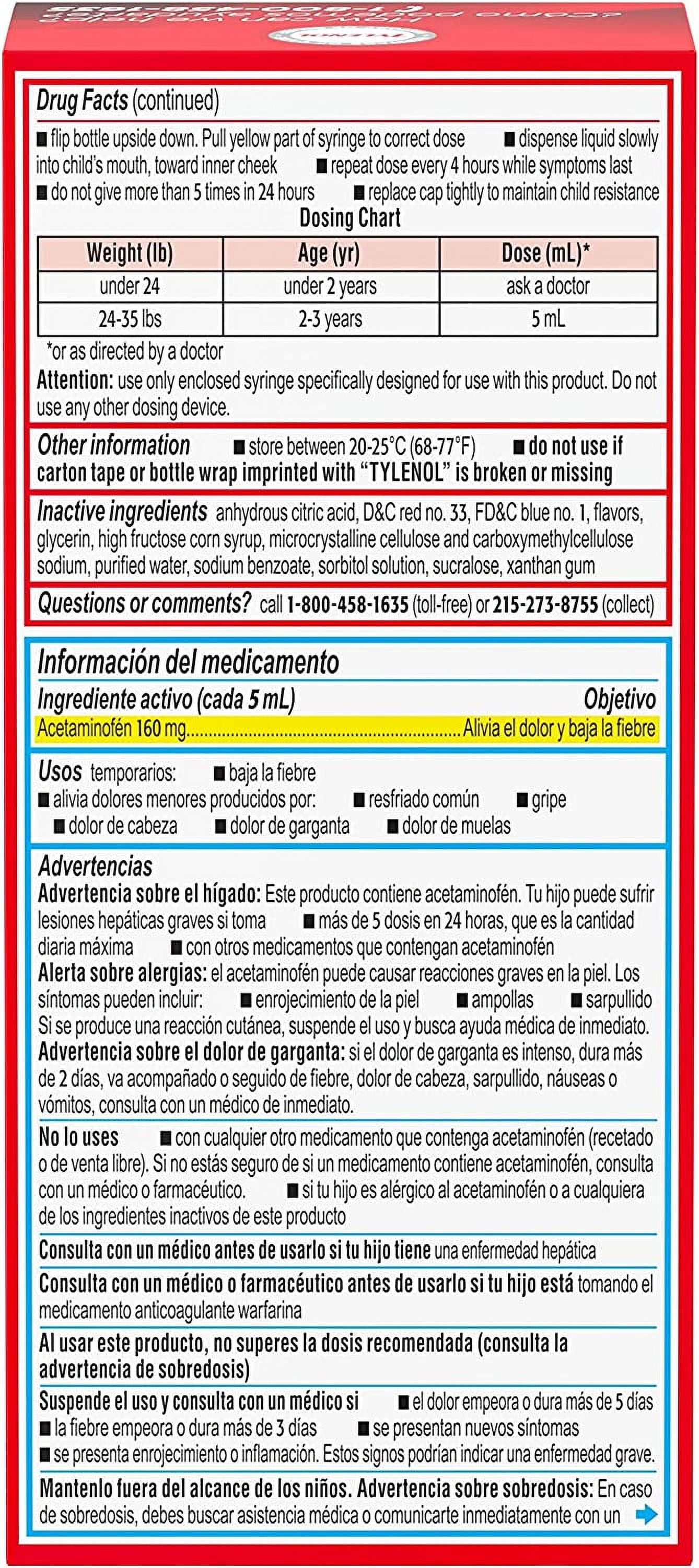 Infants' Tylenol Acetaminophen Liquid Medicine, Grape Flavor, 2 fl. oz