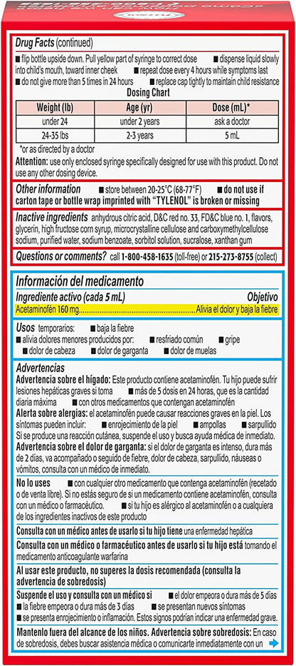 Infants' Tylenol Acetaminophen Liquid Medicine, Grape Flavor, 2 fl. oz