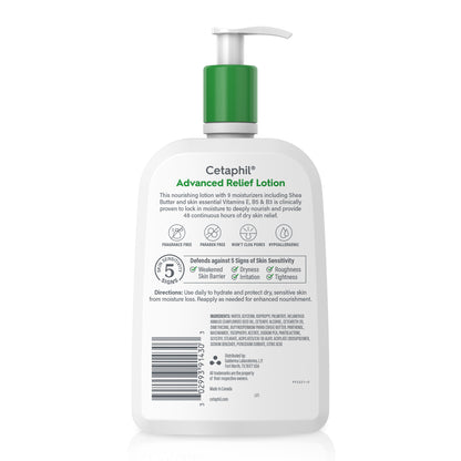 Cetaphil Advanced Relief Lotion with Shea Butter for Sensitive Skin, Fragrance Free, 20 oz