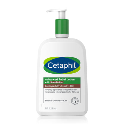 Cetaphil Advanced Relief Lotion with Shea Butter for Sensitive Skin, Fragrance Free, 20 oz