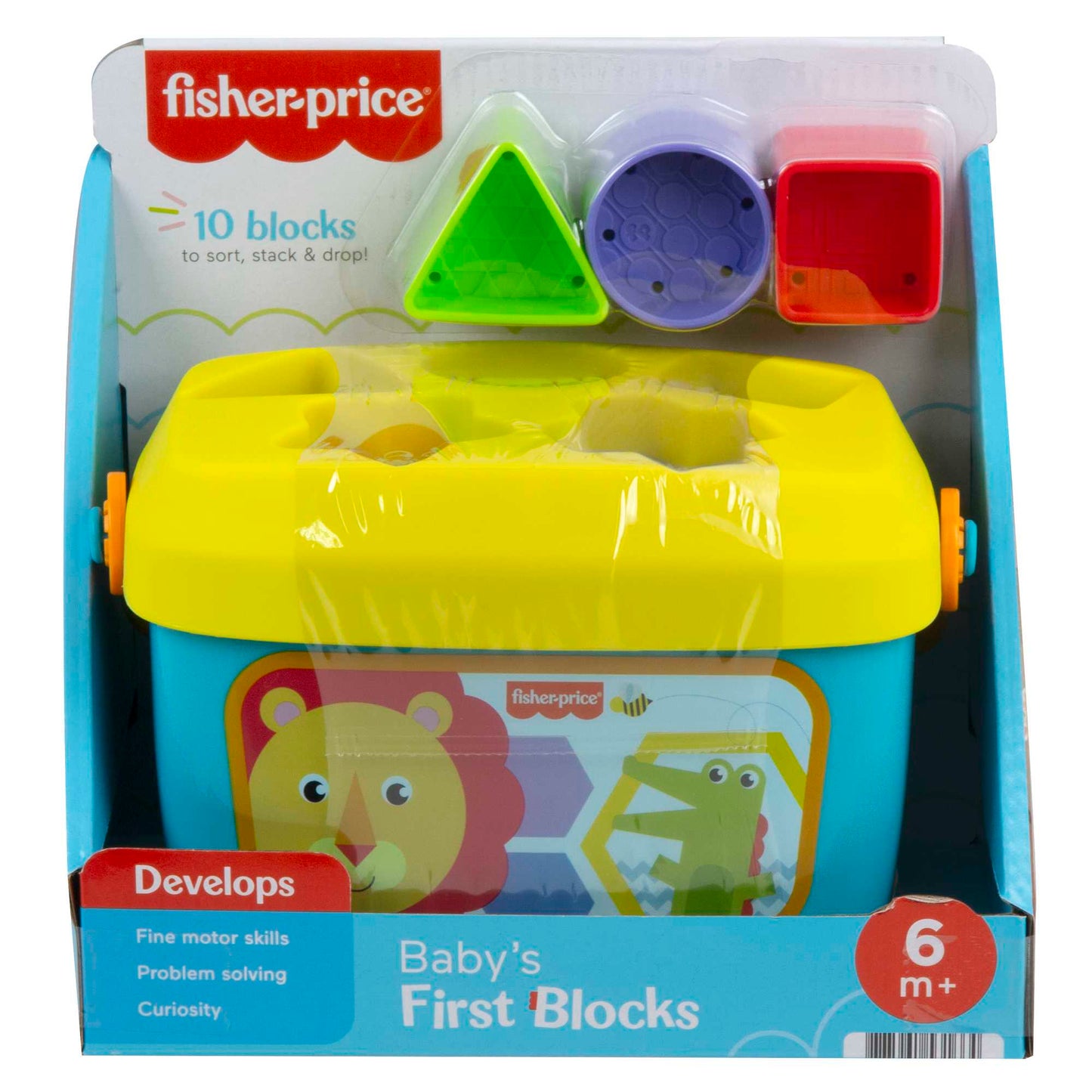 Fisher-Price Baby’s First Blocks Shape Sorting Toy with Storage Bucket, 12 Pieces