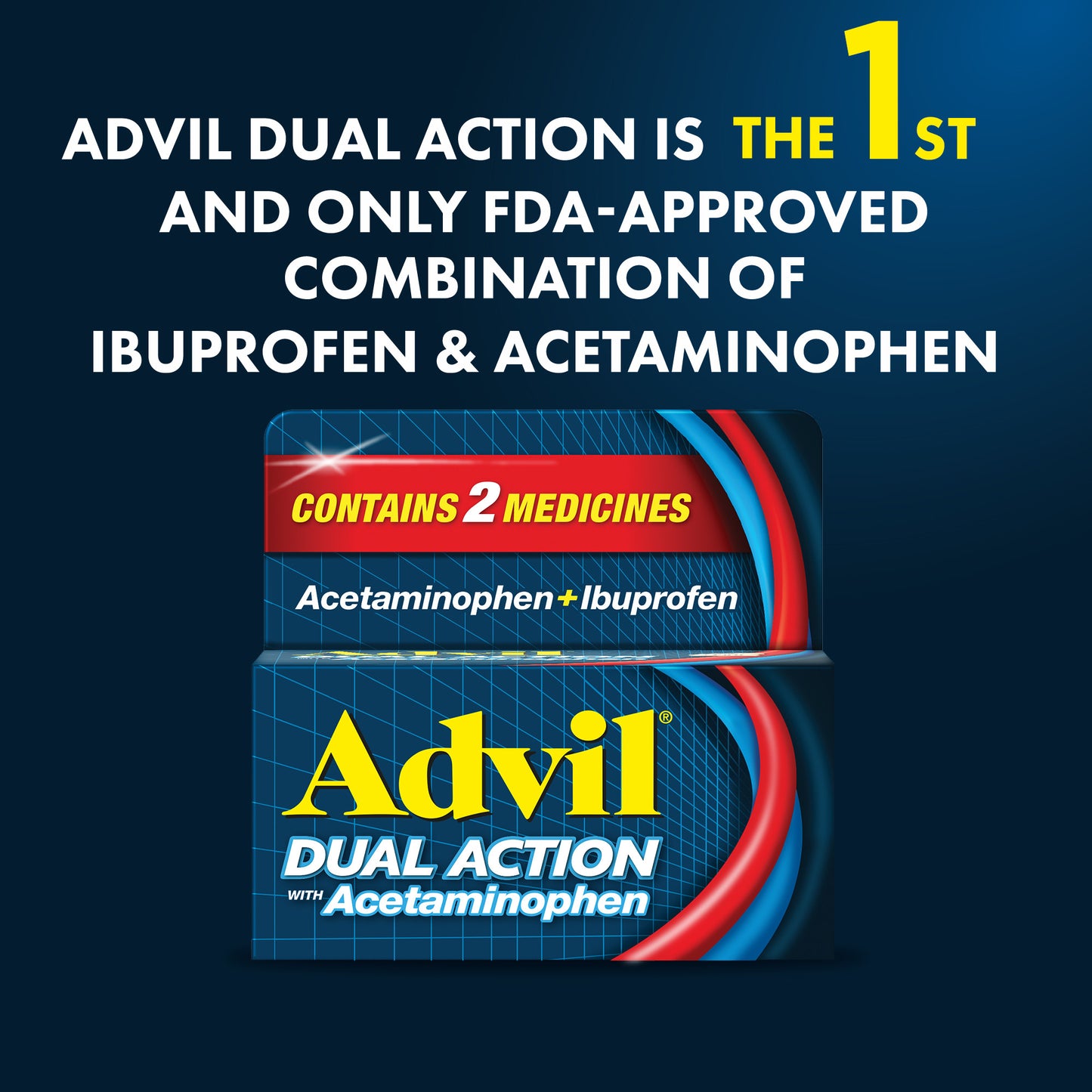 Advil Dual Action with Acetaminophen Pain and Headache Reliever Ibuprofen, Coated Caplets