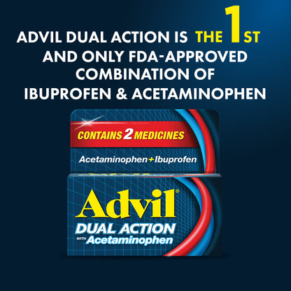 Advil Dual Action with Acetaminophen Pain and Headache Reliever Ibuprofen, Coated Caplets