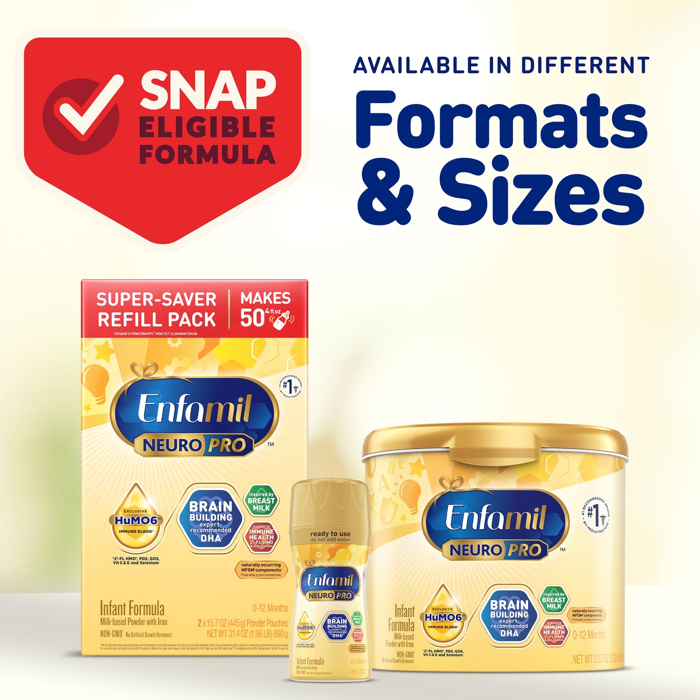 Enfamil NeuroPro Baby Formula, Milk-Based Infant Nutrition, MFGM* 5-Year Benefit, Expert-Recommended Brain-Building Omega-3 DHA, Exclusive HuMO6 Immune Blend, Non-GMO, 20.7 oz