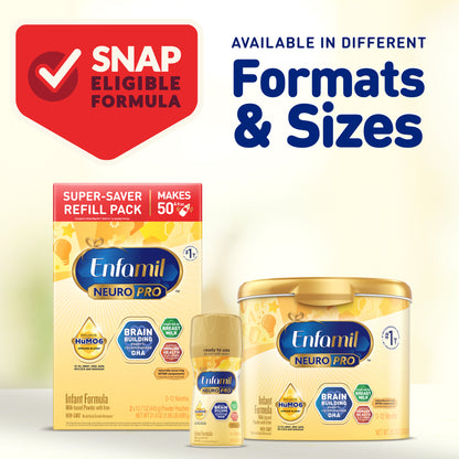 Enfamil NeuroPro Baby Formula, Milk-Based Infant Nutrition, MFGM* 5-Year Benefit, Expert-Recommended Brain-Building Omega-3 DHA, Exclusive HuMO6 Immune Blend, Non-GMO, 20.7 oz