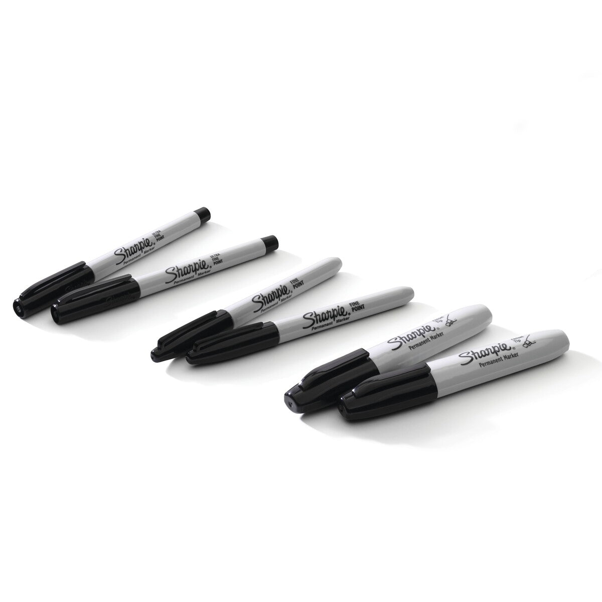 Sharpie Permanent Markers, Multi-Tip Pack, Fine/Ultra Fine/Chisel Tip, Black, 6 Count