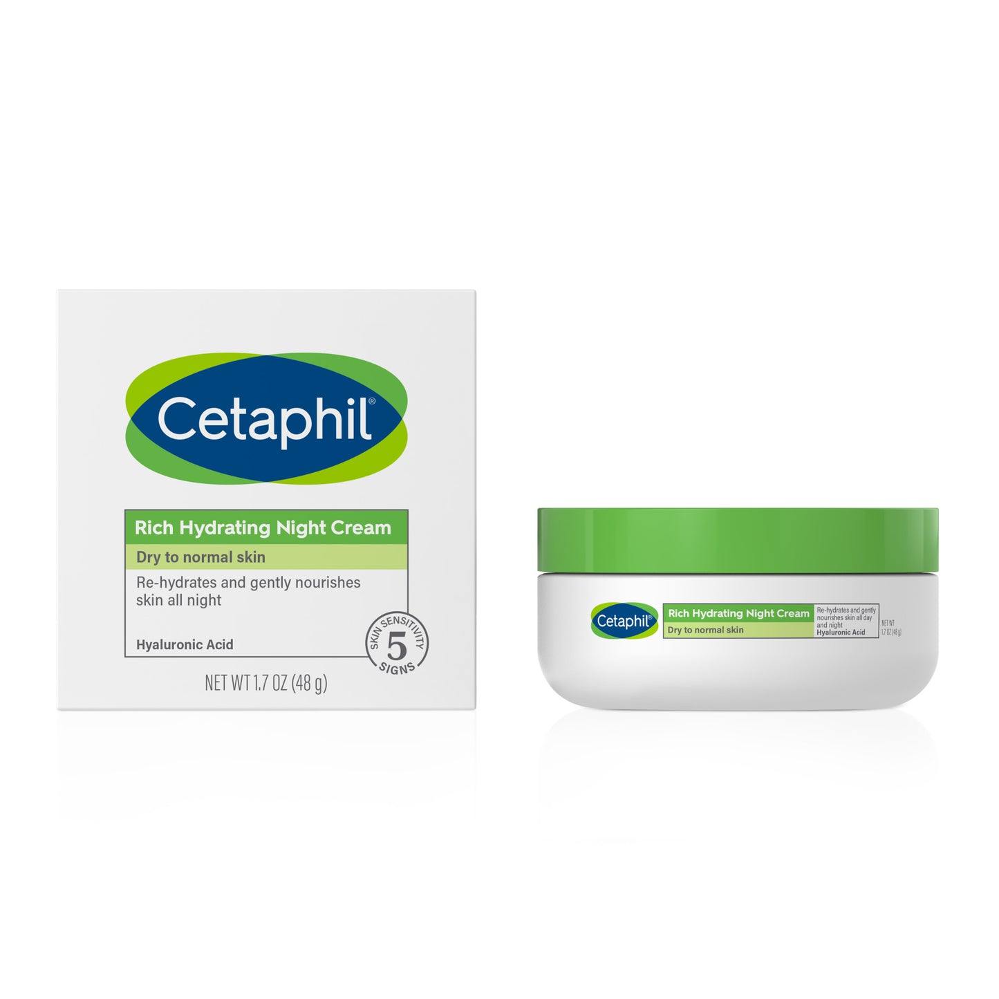 Cetaphil Rich Hydrating Cream for Face with Hyaluronic Acid, Dry to Normal Skin, 1.7oz