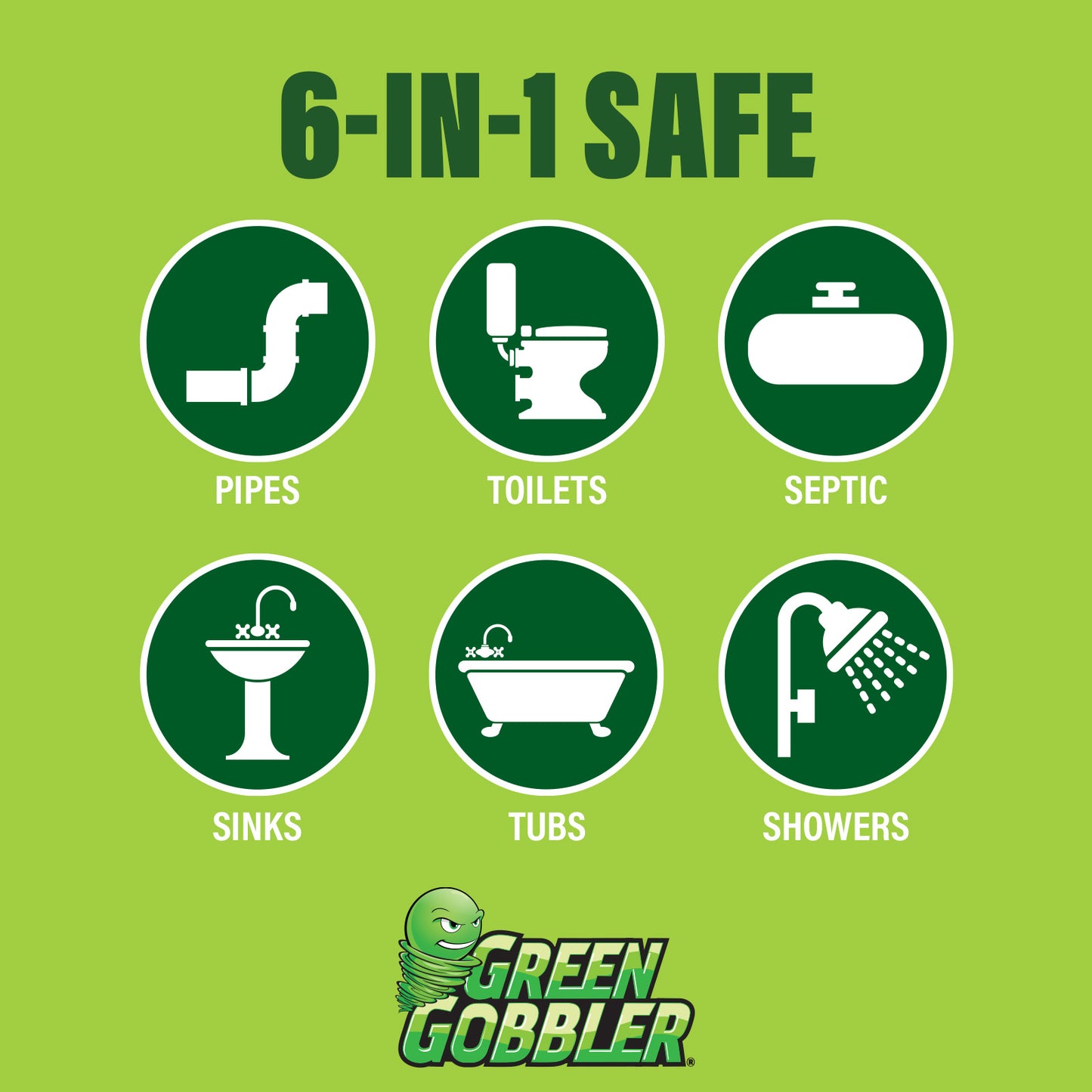 Green Gobbler Drain Clog Remover & Cleaner for Toilets, Sinks, Showers Septic-Safe, 31 oz, 1 Ct - 2 Uses