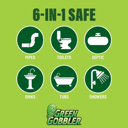 Green Gobbler Drain Clog Remover & Cleaner for Toilets, Sinks, Showers Septic-Safe, 31 oz, 1 Ct - 2 Uses