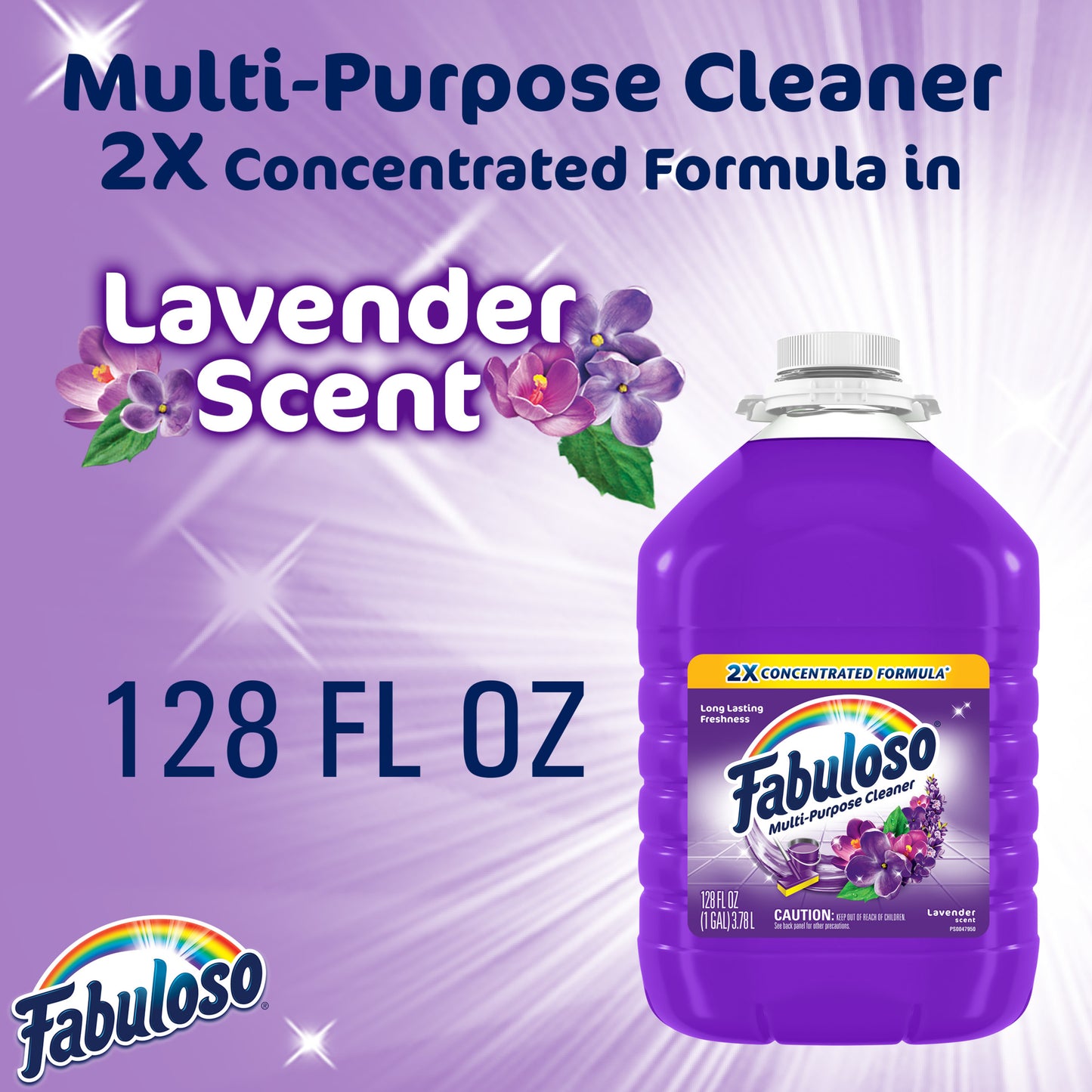 Fabuloso Multi-Purpose Cleaner, 2X Concentrated Formula, Lavender Scent, 128 oz