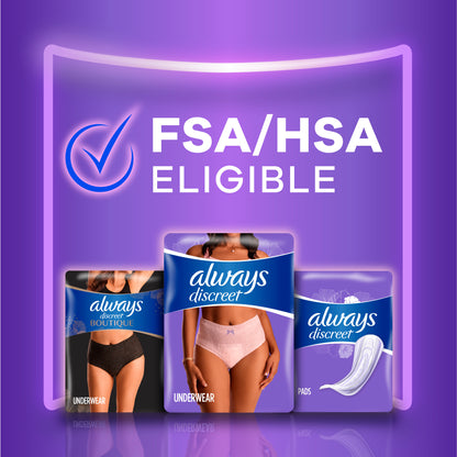 Always Discreet Adult Incontinence Underwear for Women, L,