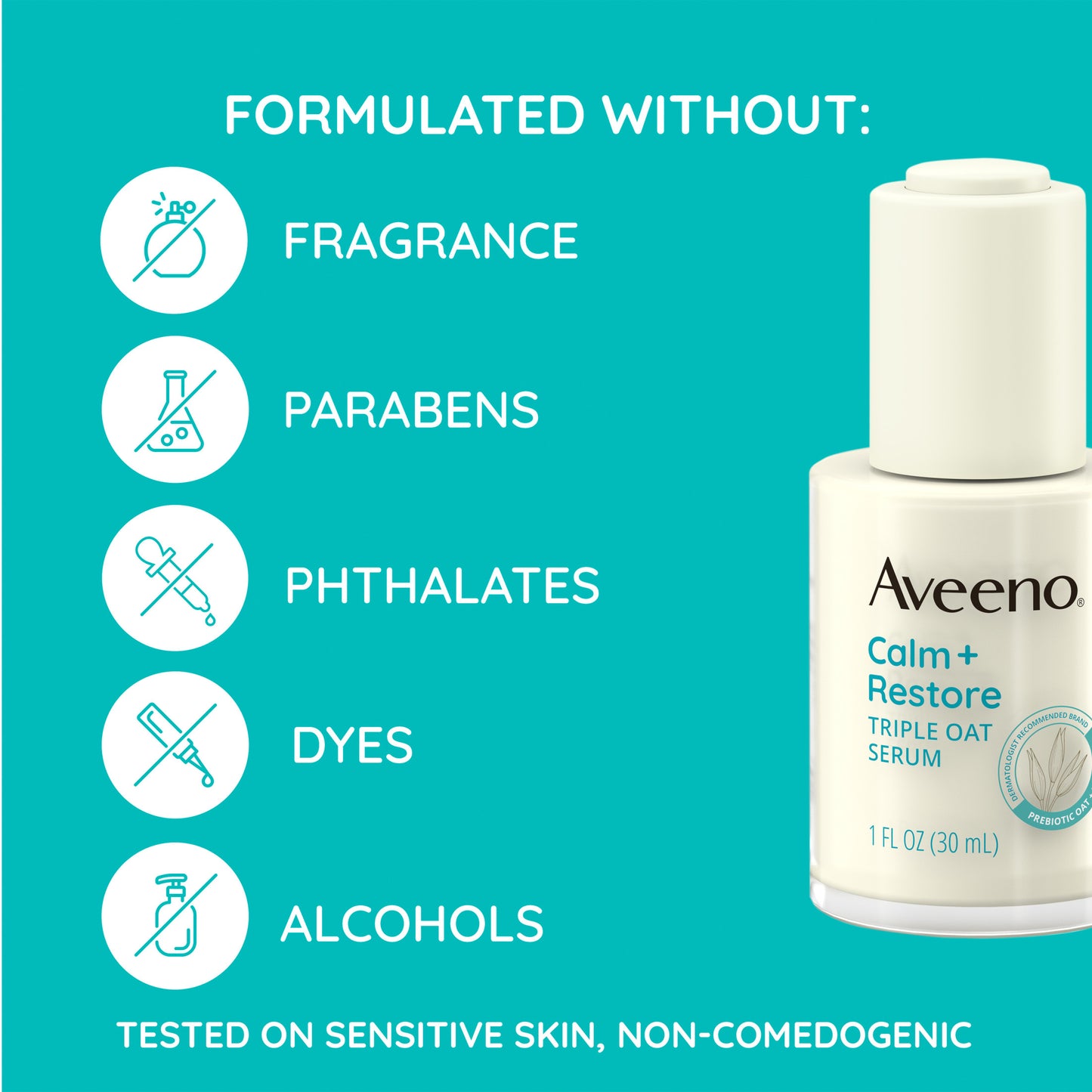 Aveeno Calm + Restore Triple Oat Sensitive Skin Face Serum, 1 fl. oz