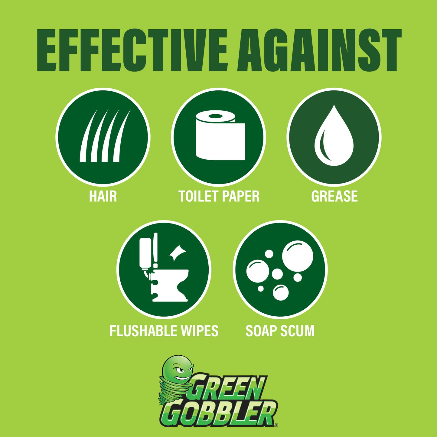 Green Gobbler Drain Clog Remover & Cleaner for Toilets, Sinks, Showers Septic-Safe, 31 oz, 1 Ct - 2 Uses