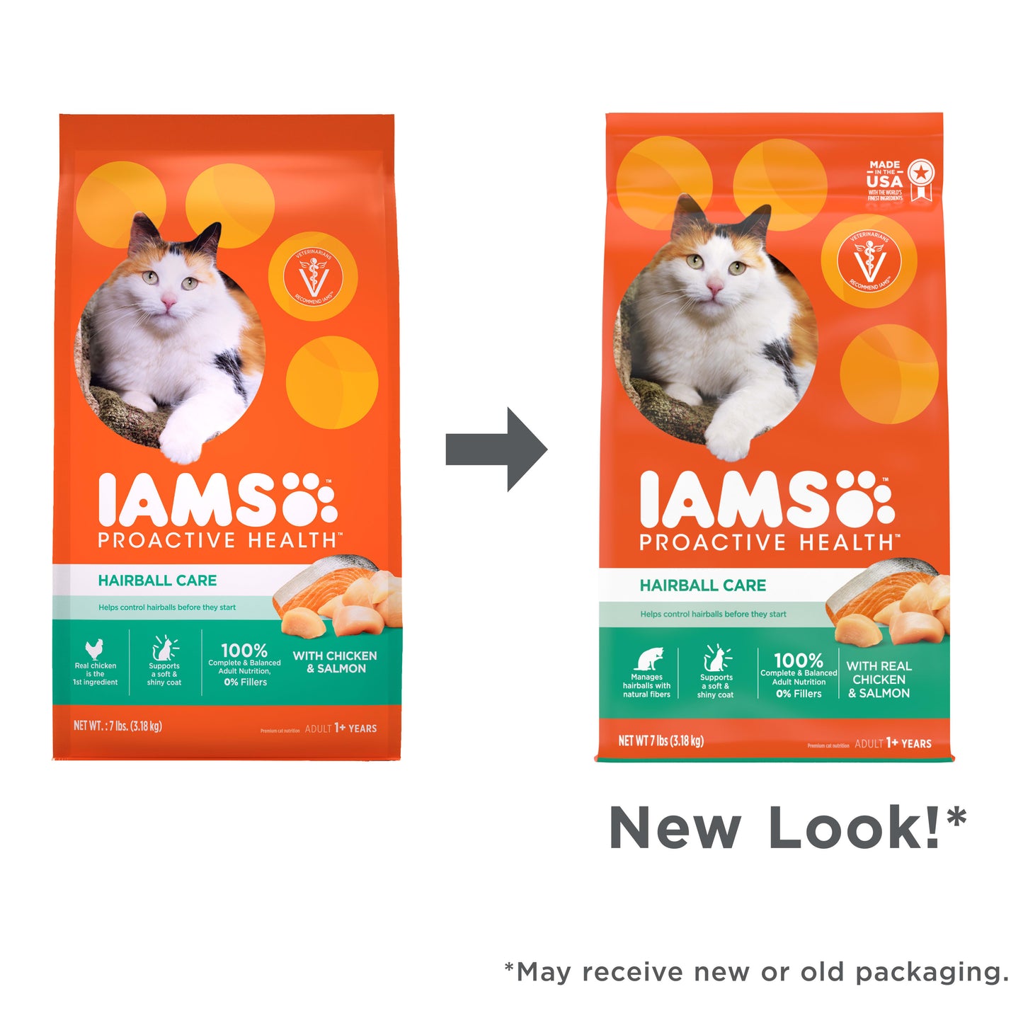 Iams Proactive Health Adult Hairball Care Dry Cat Food With Chicken And Salmon, 7 Lb. Bag