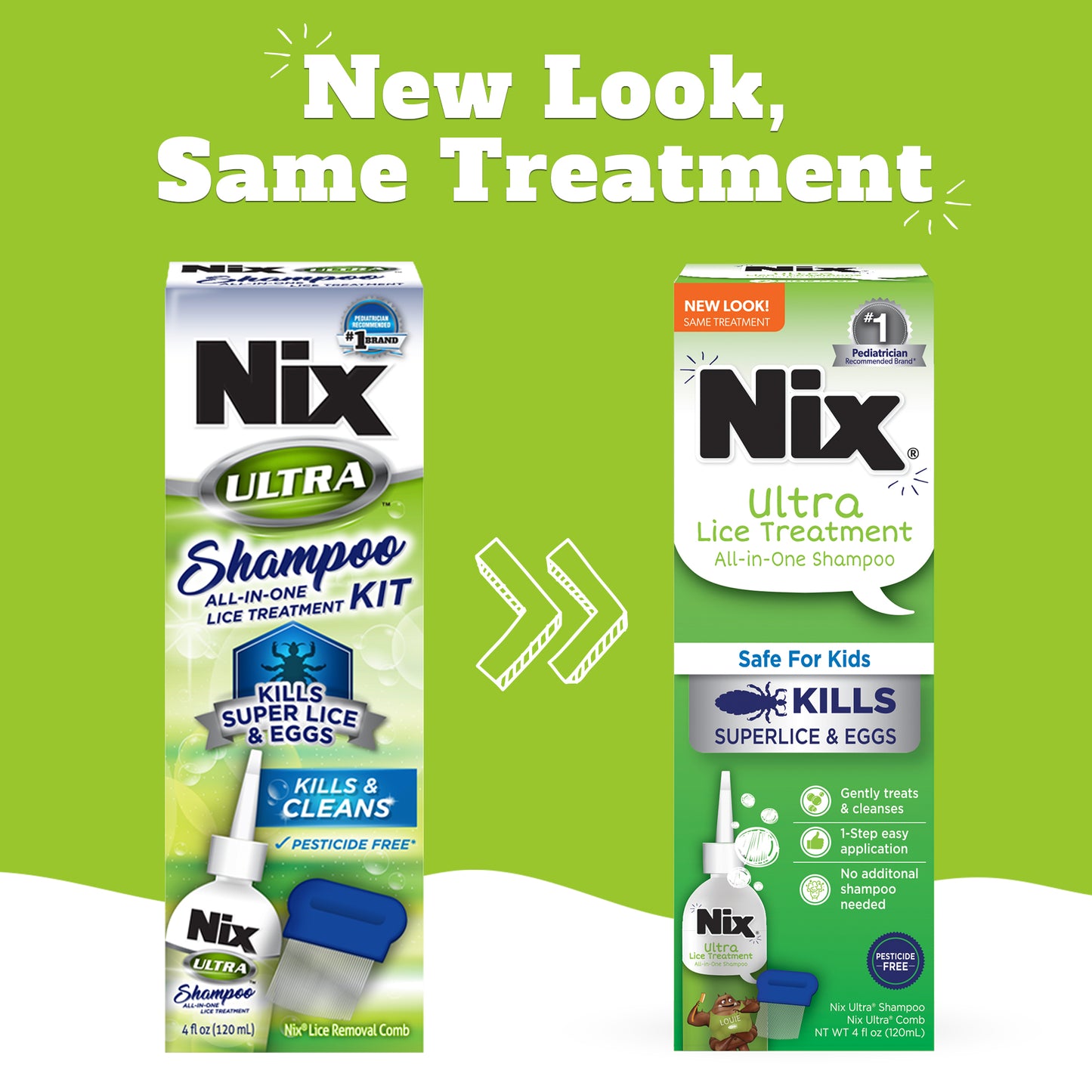 Nix Ultra Superlice Treatment, All-in-One Shampoo, 4 fl oz & Lice Removal Comb