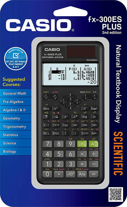 Casio FX-300ESPLUS2 Scientific Calculator, Natural Textbook Display, Black