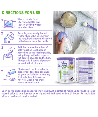Bubs Organic® Grass Fed Infant Formula Stage 1, 800g (0-6 Months)