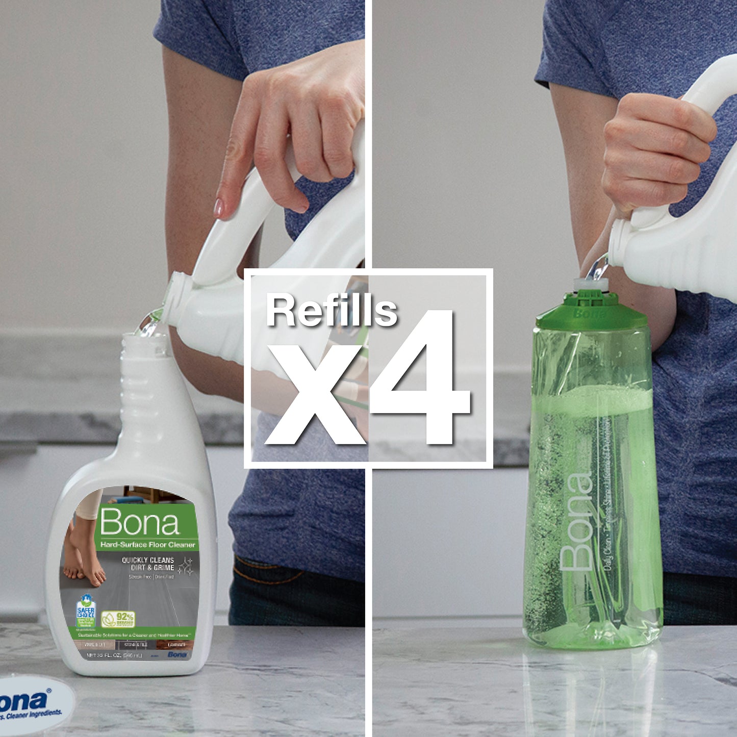 Bona® Multi-Surface Floor Cleaner, for Stone Tile Laminate and Vinyl LVT/LVP Refill 128 fl oz