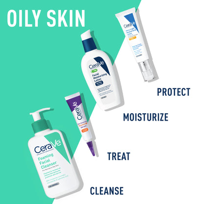 CeraVe Foaming Facial Cleanser, Daily Face Wash for Normal to Oily Skin, 3 fl oz & 16 fl oz
