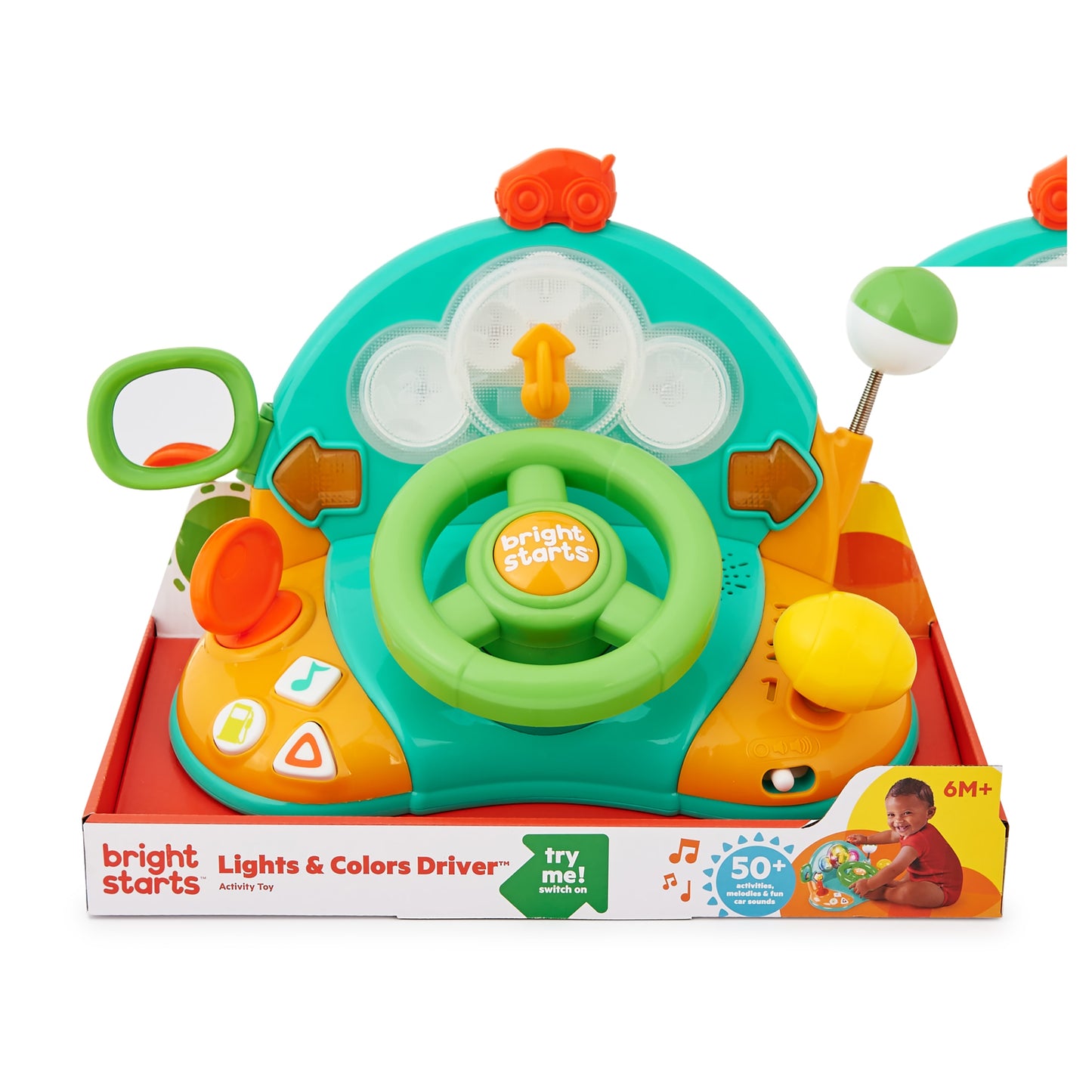 Bright Starts Lights & Colors Driver Electronic Learning Toy with Melodies, Ages 6 Months +